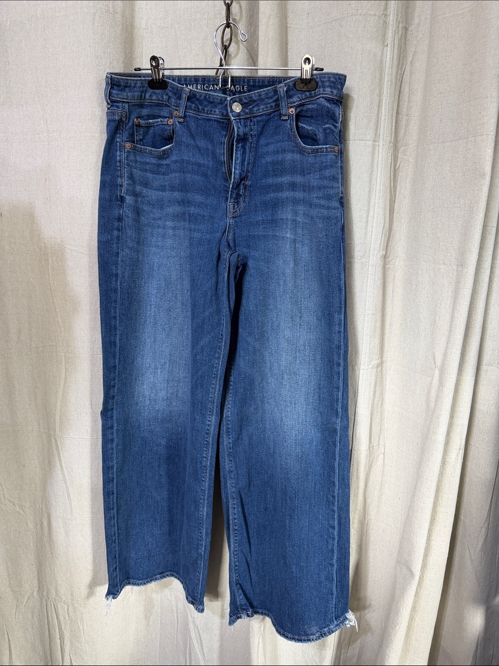American Eagle Outfitters Women's Dark Blue Wide Leg Jeans